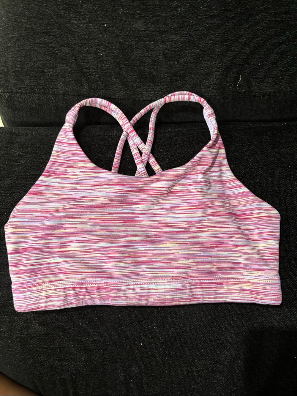 Athleta Pink Multi Striped Crossback Sports Bra